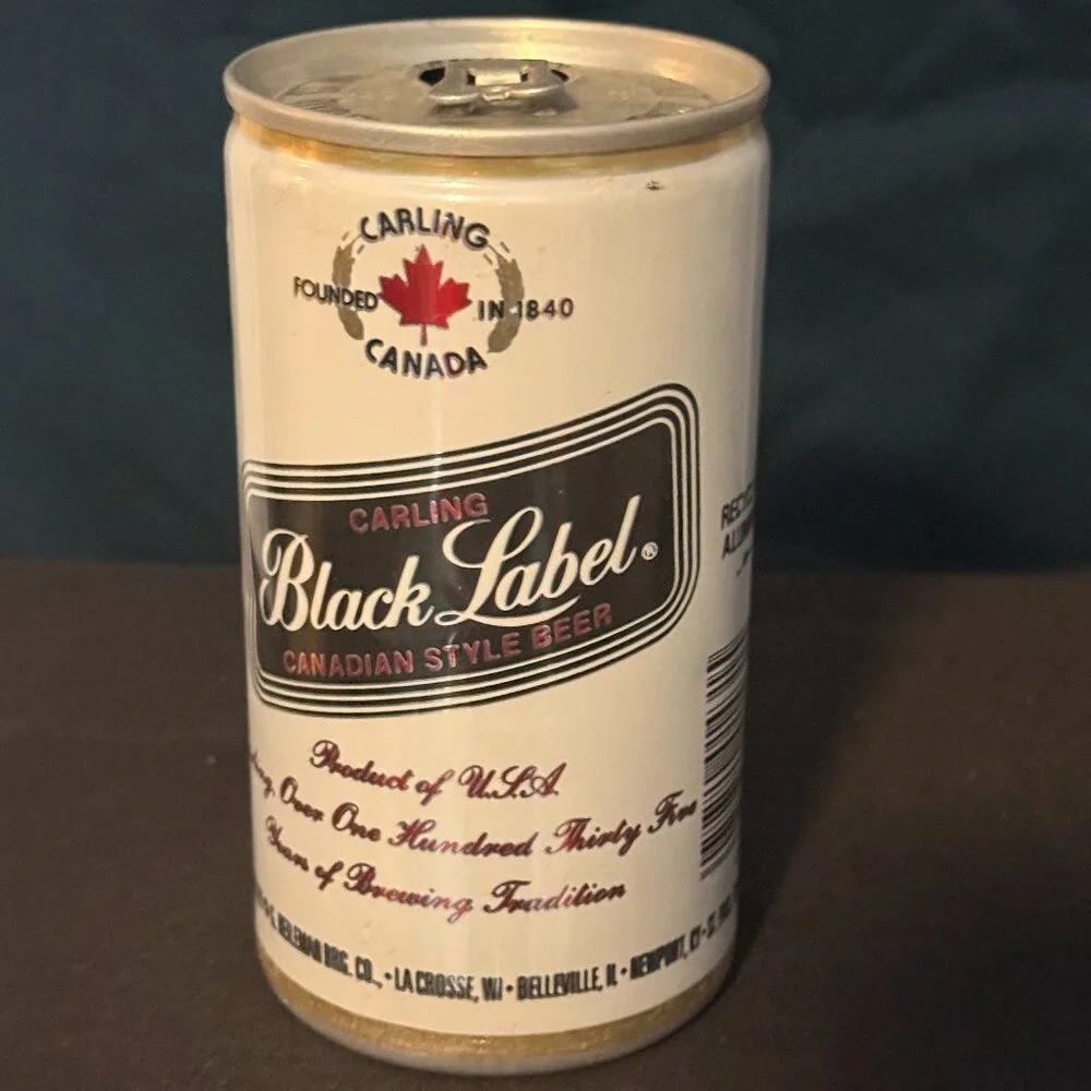 Carling Black Label aluminum pull-tab vintage beer can (white)